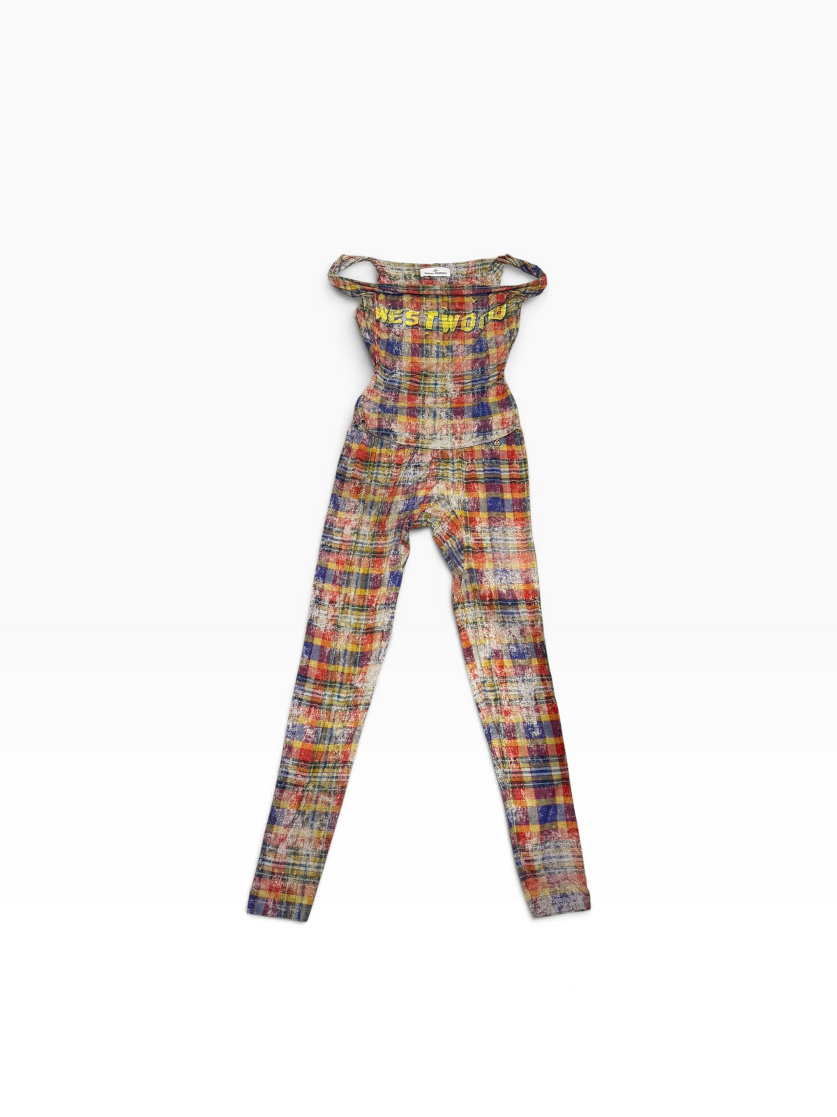 VIVIENNE WESTWOOD DISTRESSED TARTAN ANNA TOP & LEGGING SET SIZE MEDIUM PRELOVED