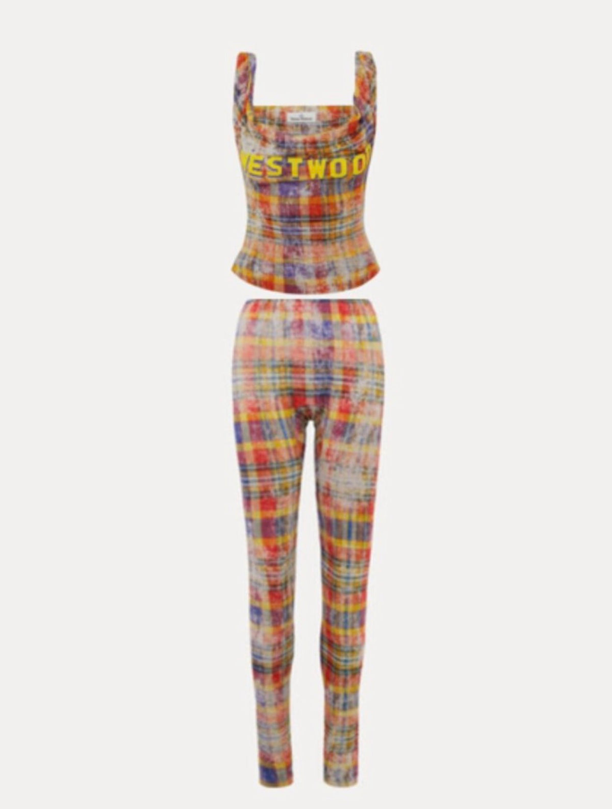 VIVIENNE WESTWOOD DISTRESSED TARTAN ANNA TOP & LEGGING SET SIZE MEDIUM PRELOVED