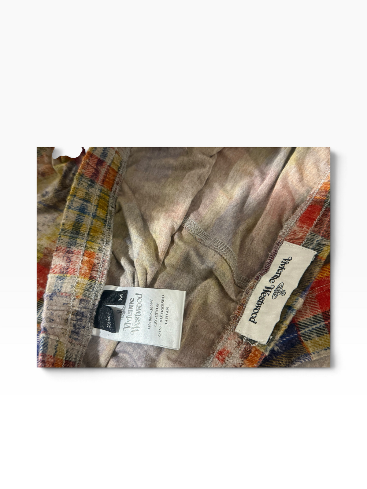 VIVIENNE WESTWOOD DISTRESSED TARTAN ANNA TOP & LEGGING SET SIZE MEDIUM PRELOVED